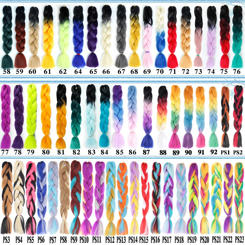 Synthetic 100g/pack colorful Afro Ombre Stretched Braiding Hair Extensions Jumbo Hair Braids for black women
