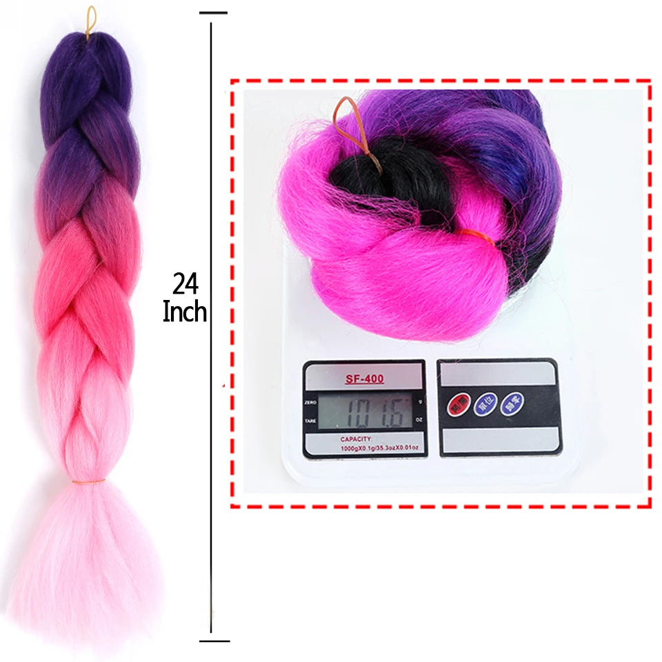 Synthetic 100g/pack colorful Afro Ombre Stretched Braiding Hair Extensions Jumbo Hair Braids for black women