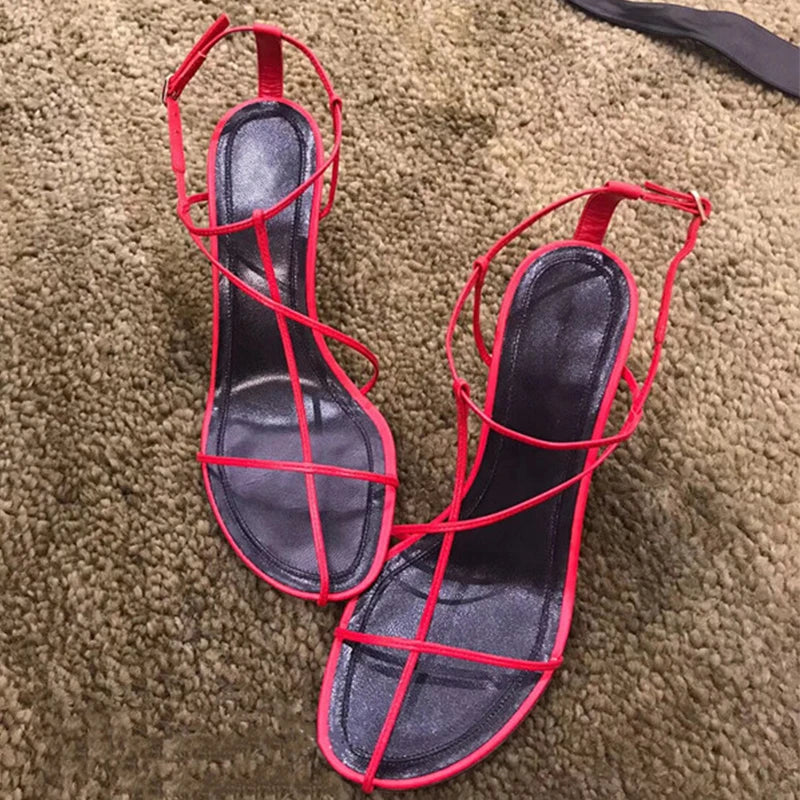 Cross-strap High Heels Sandals Open Toe Shoes Thin Heel