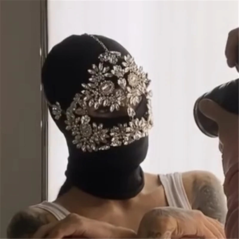 Ins Luxury Rhinestone Party Mask Cover Face Eye Jewelry