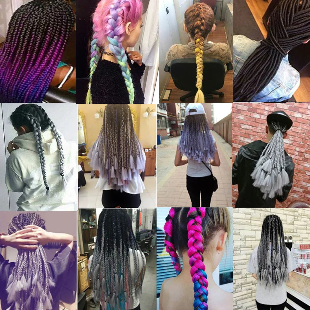 Synthetic 100g/pack colorful Afro Ombre Stretched Braiding Hair Extensions Jumbo Hair Braids for black women