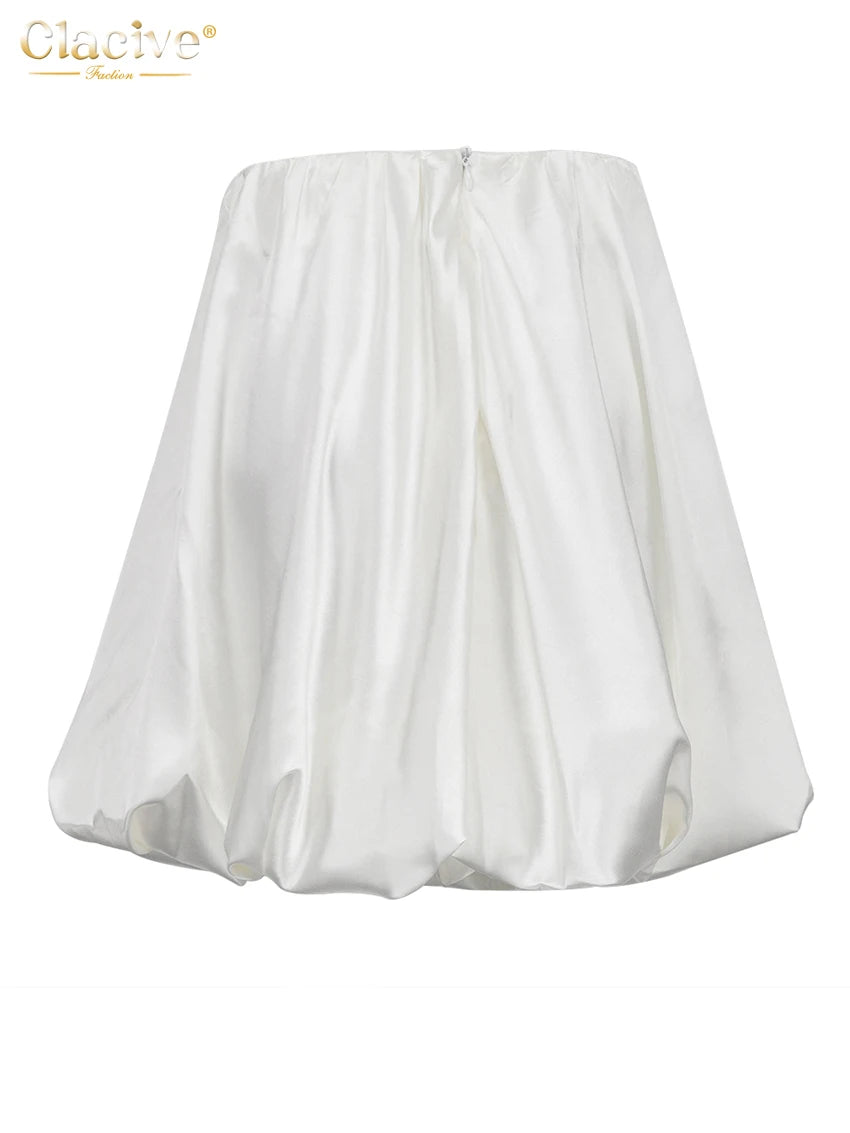 High Waist Mini Skirts Fashion Slik Satin Pleated Faldas Skirt