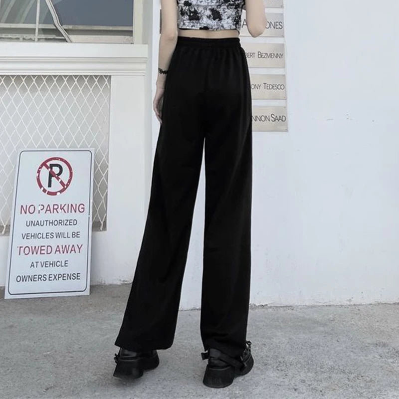 High Waist Wide Leg Pants Korean
