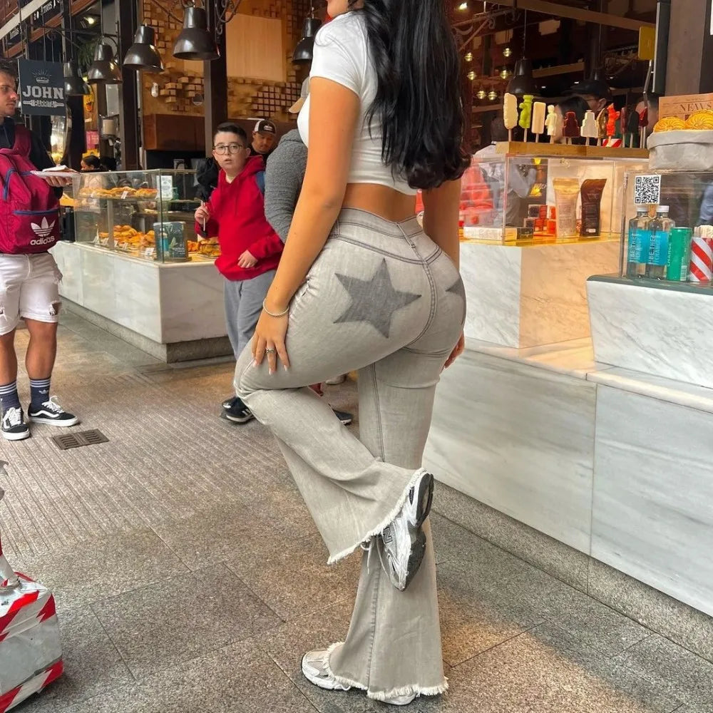 Straight Jeans Retro 5ive-pointed Star European and American style Denim Pants