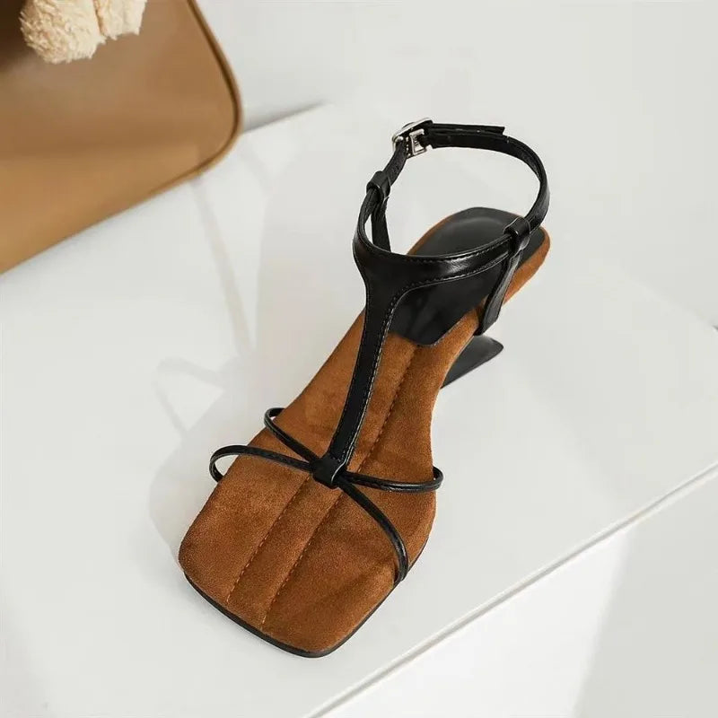 Summer Retro Square Toe Clip Toe Sandals Fashion High Heel Women's Sandals