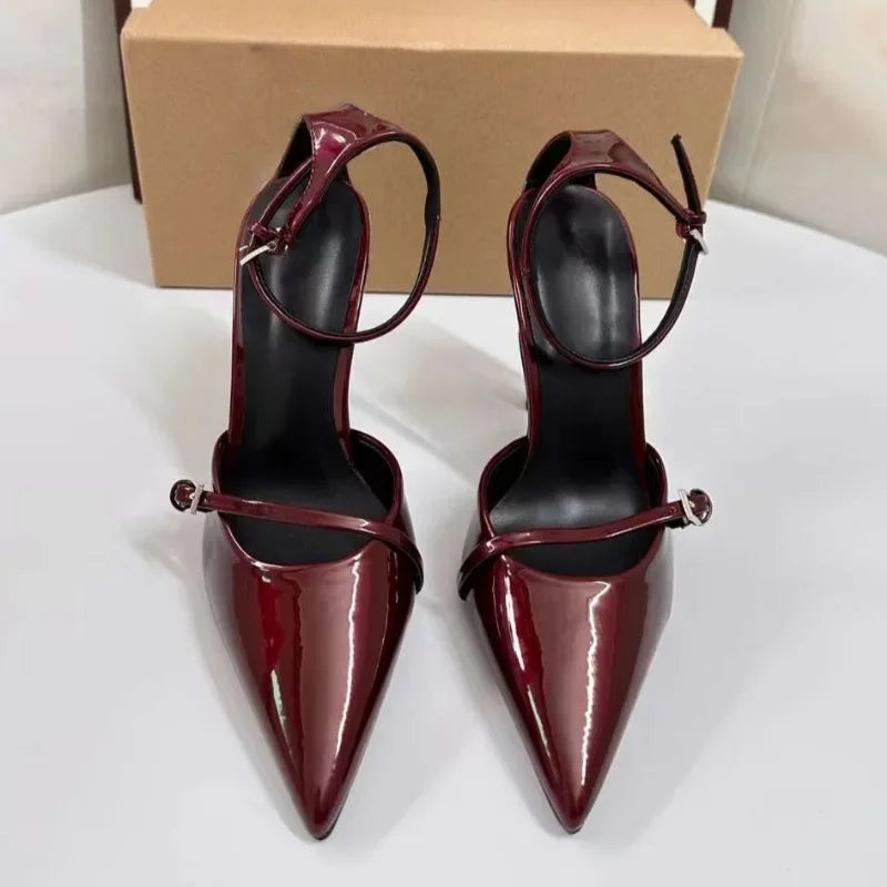 Elegant High Heeled Women's Shoes Patent Leather Pointed Toe Sexy Red Weddings Bridal Pumps Ladies Designer Luxury Stilettos