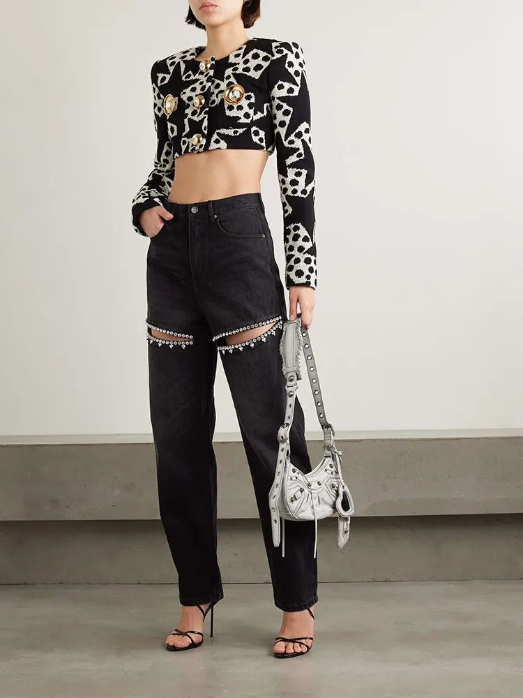 Patchwork Diamonds Denim Pants