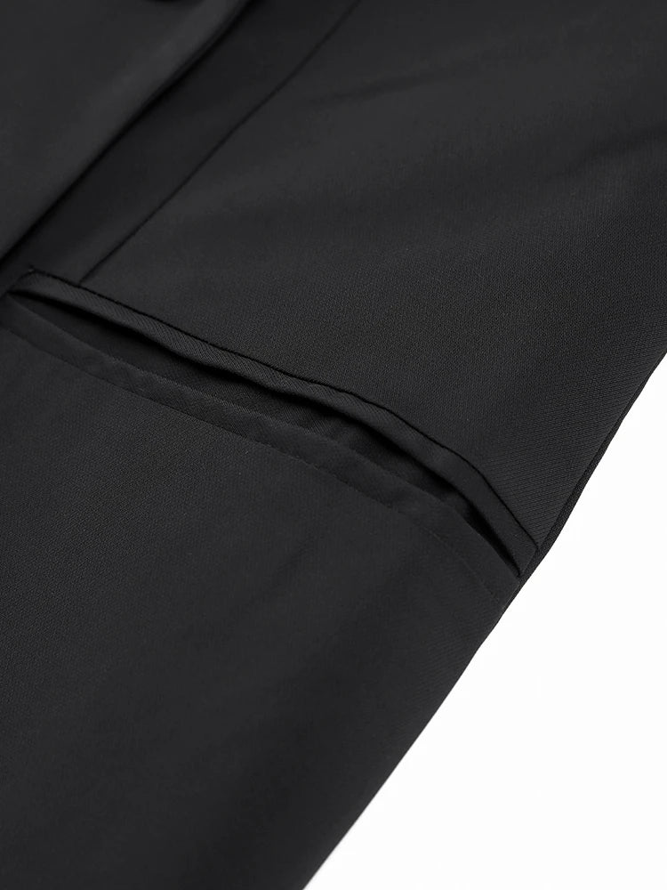 Black Vintage Lapel Collar Women Floor Length Coat Long Sleeve Oversized Loose Elegant Overcoat 2023 Autumn Chic High Streetwear