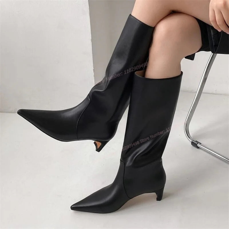 Pointed Toe Knee High Boots