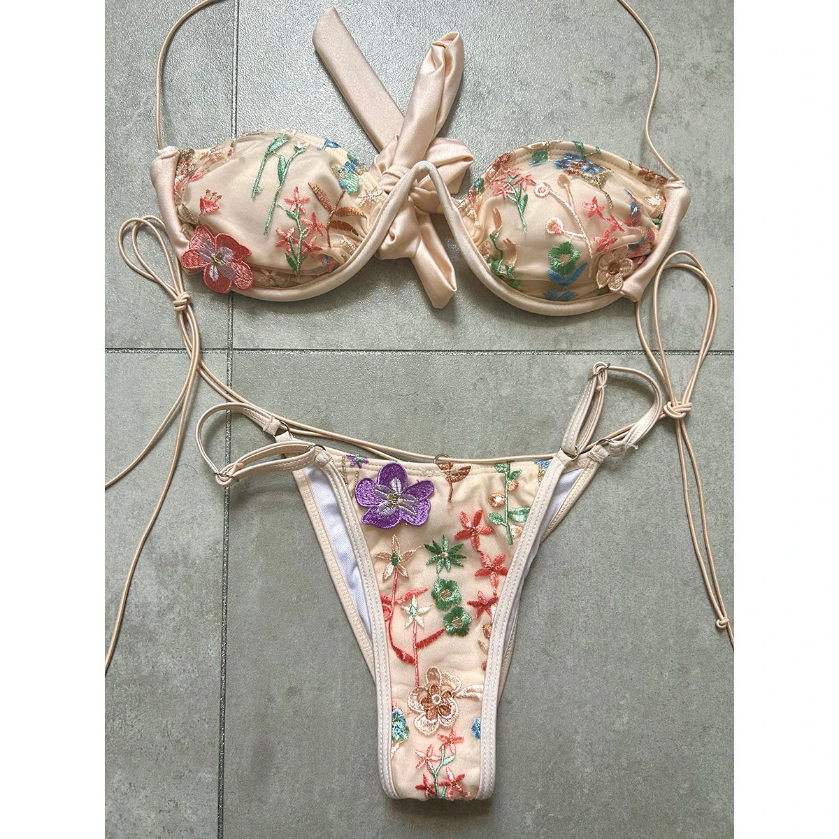 Push Up Bikini Swimsuit Female Swimwear Micro Bikini Set Swimming Suit Floral Thong Beachwear Brazilian Bikini