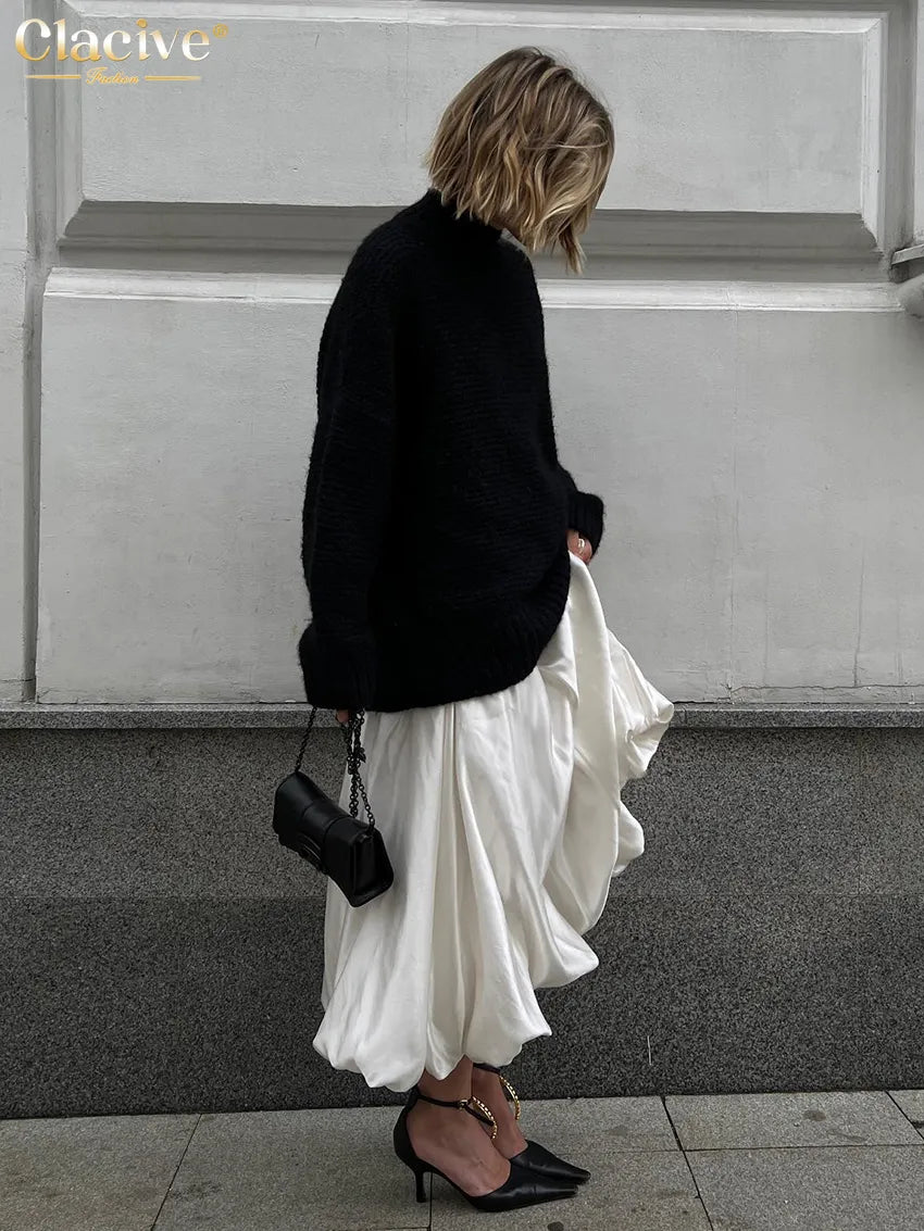 Satin Skirts Elegant High Waist