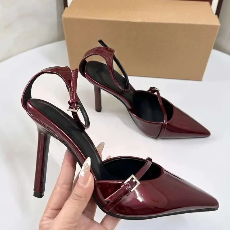 Elegant High Heeled Women's Shoes Patent Leather Pointed Toe Sexy Red Weddings Bridal Pumps Ladies Designer Luxury Stilettos