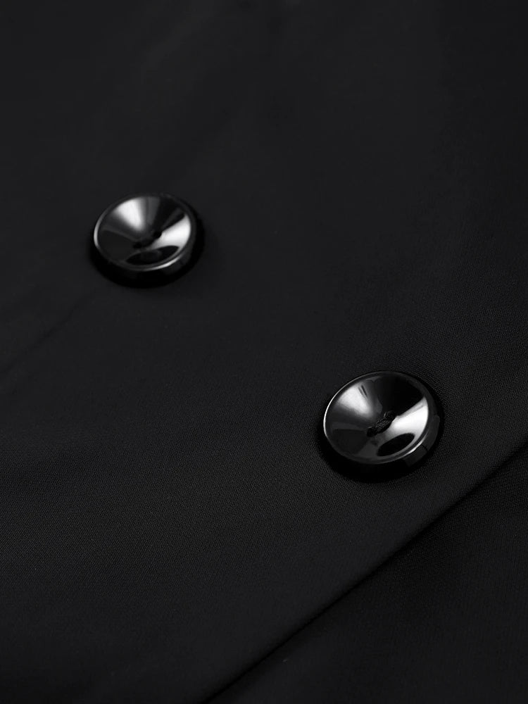 Black Vintage Lapel Collar Women Floor Length Coat Long Sleeve Oversized Loose Elegant Overcoat 2023 Autumn Chic High Streetwear