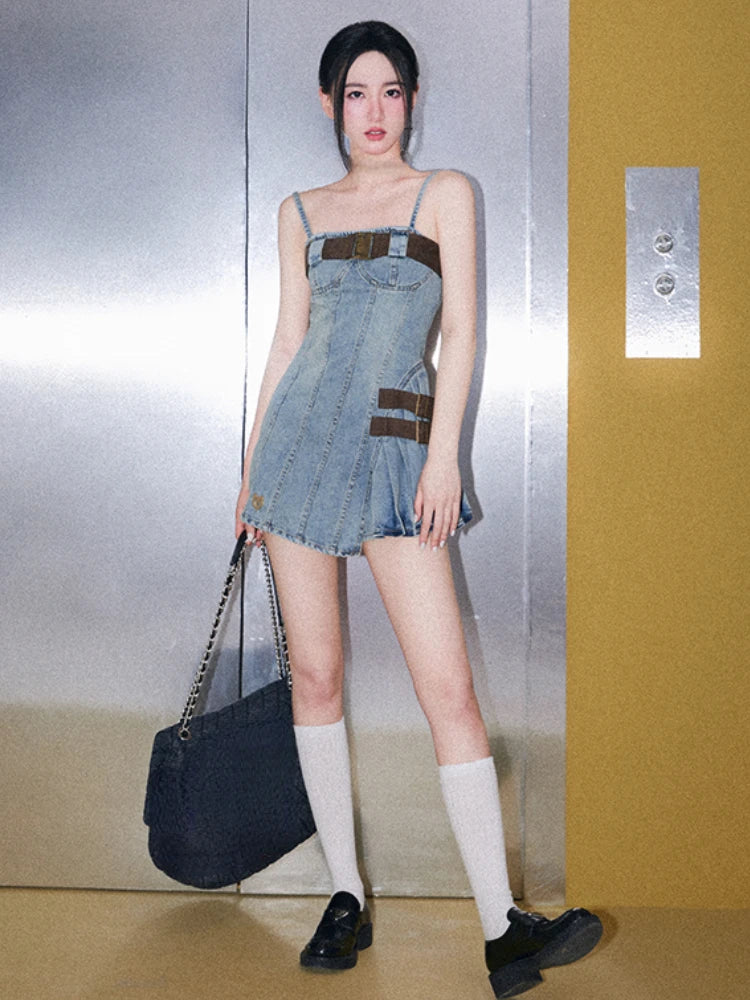 Summer Vintage Fashion Denim Mini Dress