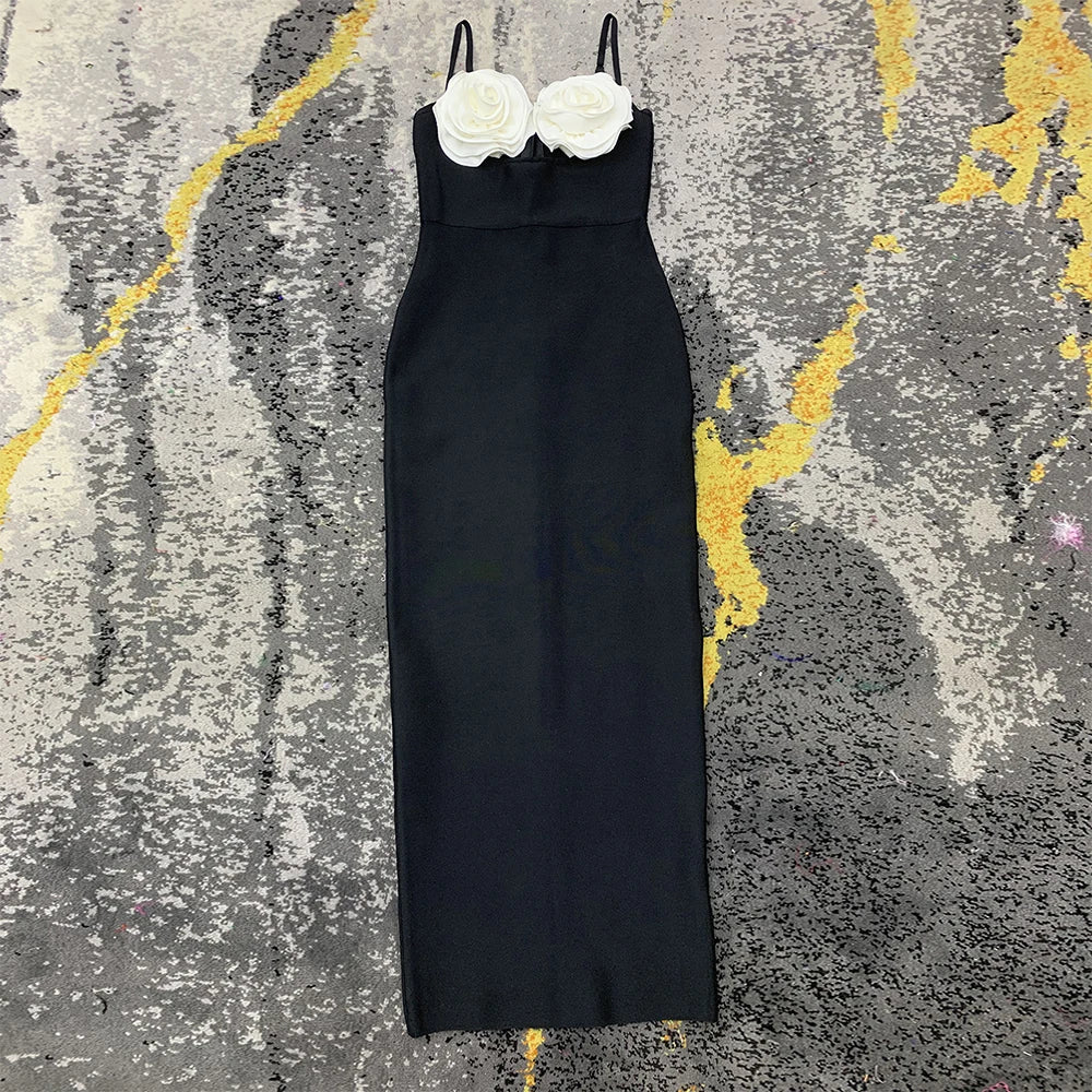 3D Flowers Bodycon Long Dresses