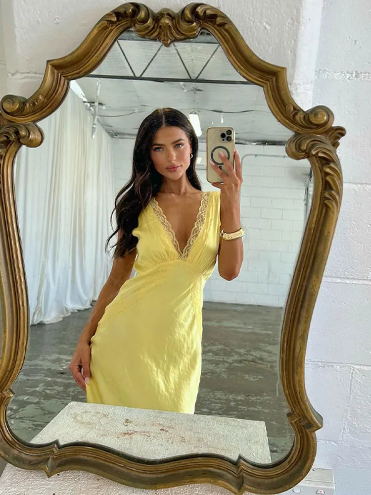 Fashion V-neck Sleeveless Maxi Dress