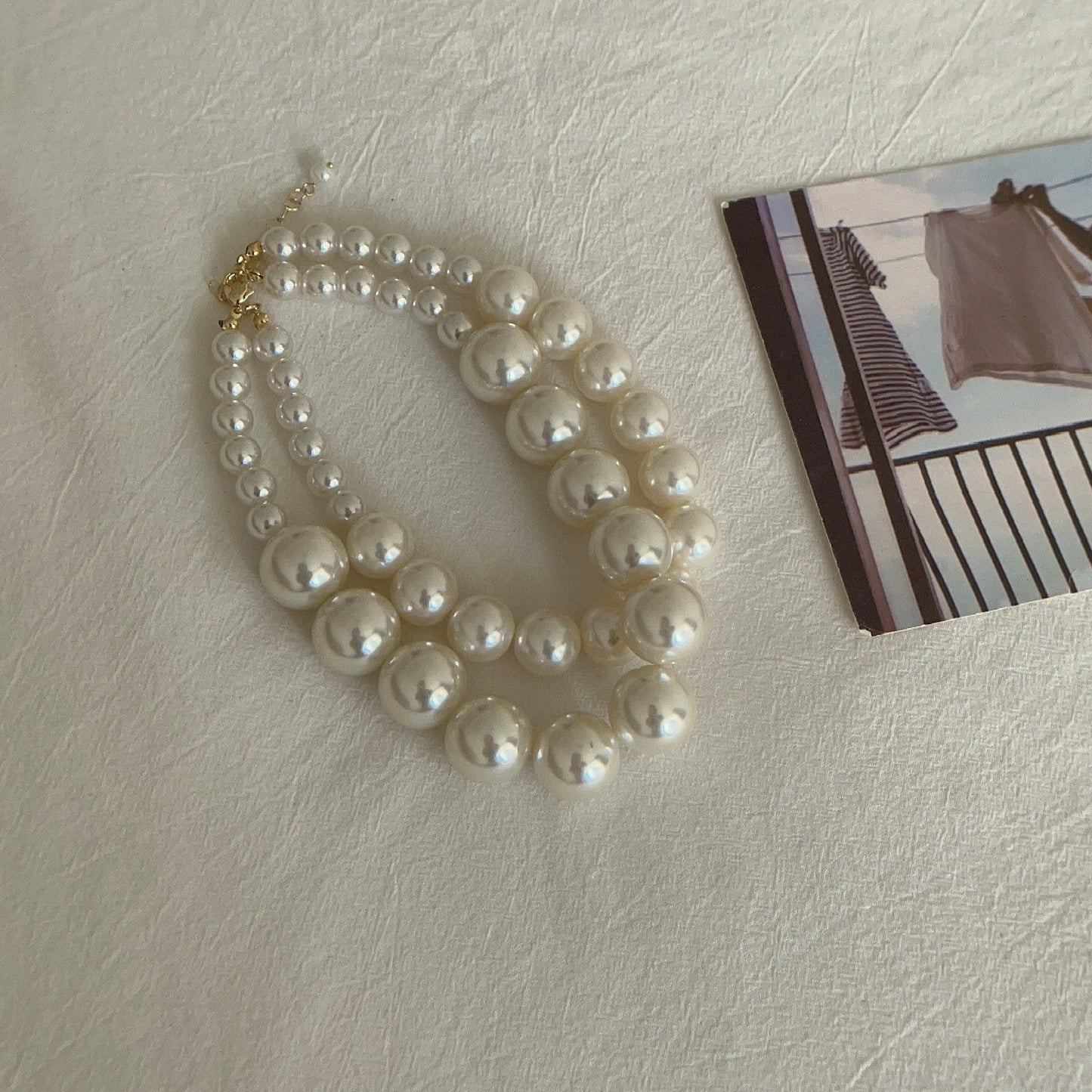 Vintage Hyperbole Double Layer Pearl Choker Necklace