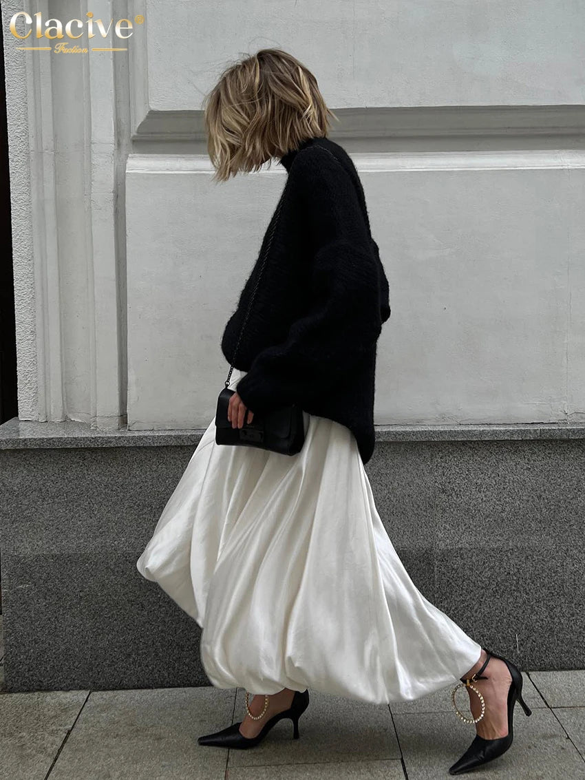 Satin Skirts Elegant High Waist