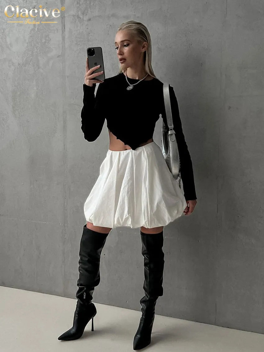 Elegant Mid Waist Office Lady Mini Skirts