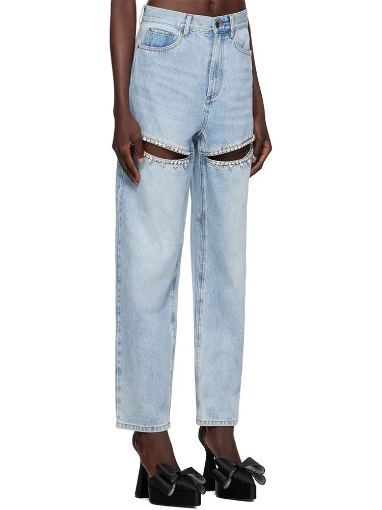 Patchwork Diamonds Denim Pants