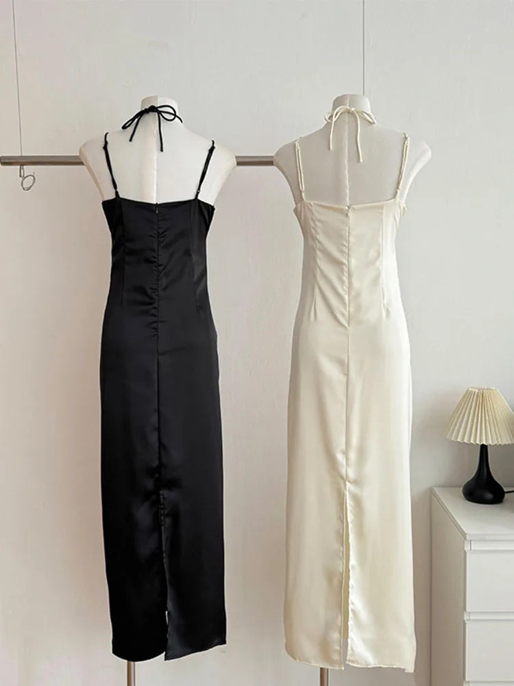 2000s Aesthetic Black Fairy Dress Spring Summer Fashion Vintage A-Line Dress Sleeveless Sweet Sexy Evening Dress French Elegance