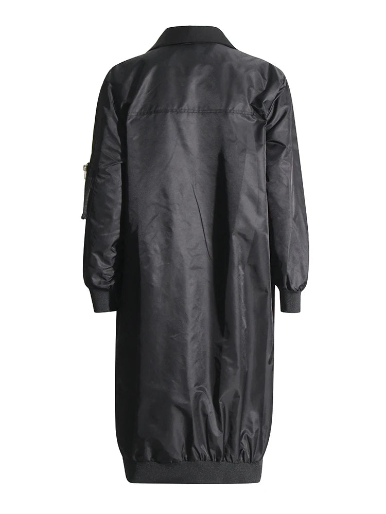 Colorblock Patchwork Pockets Casual Windbreakers Long Sleeve Spliced Button Coats