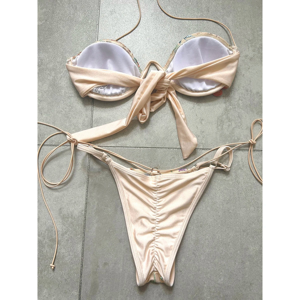 Push Up Bikini Swimsuit Female Swimwear Micro Bikini Set Swimming Suit Floral Thong Beachwear Brazilian Bikini