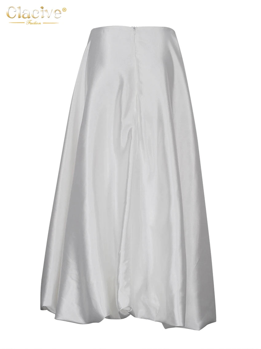 Satin Skirts Elegant High Waist