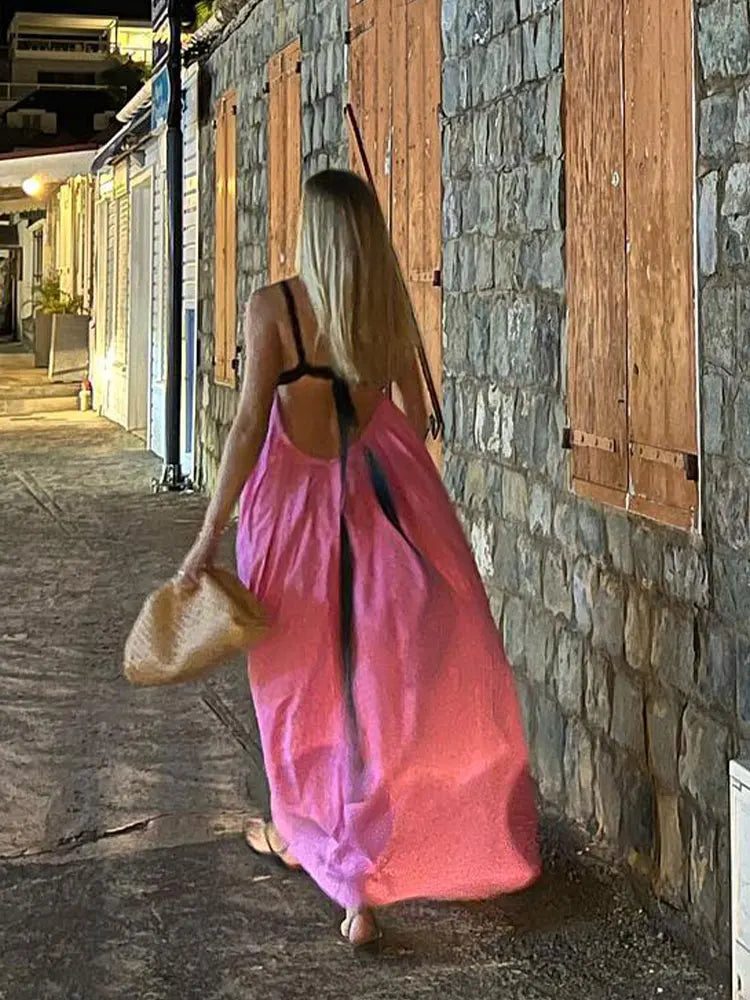 Sleeveless Backless Lace Up Vestidos Dress