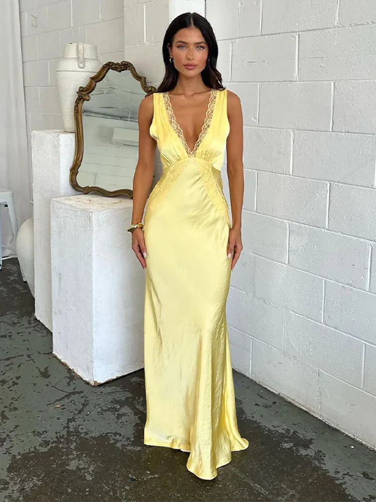Fashion V-neck Sleeveless Maxi Dress