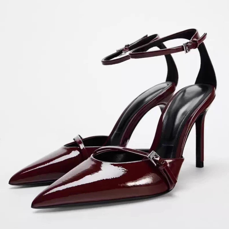 Elegant High Heeled Women's Shoes Patent Leather Pointed Toe Sexy Red Weddings Bridal Pumps Ladies Designer Luxury Stilettos