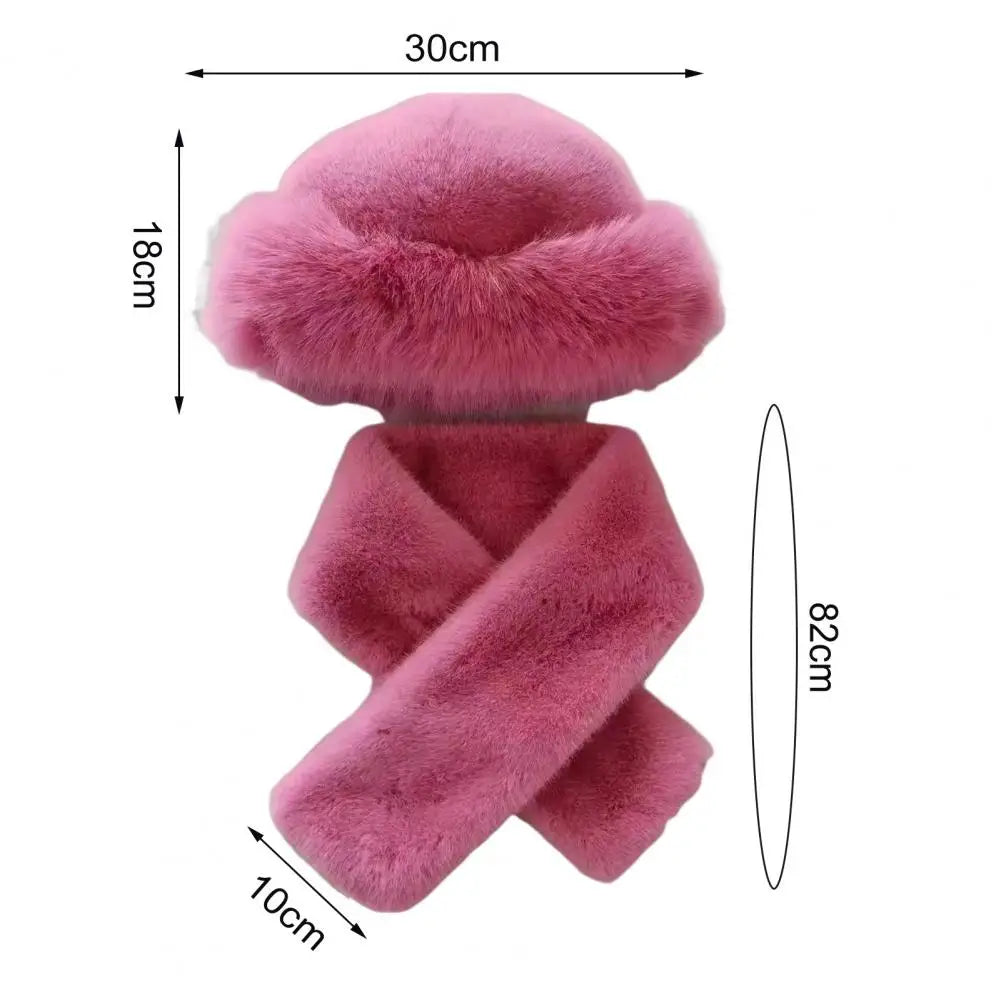 2Pcs Women Winter Russian Hat Neck Warmer Thick Stretchy Keep Warm Dome Cap Outdoor Skiing Skating Headwear