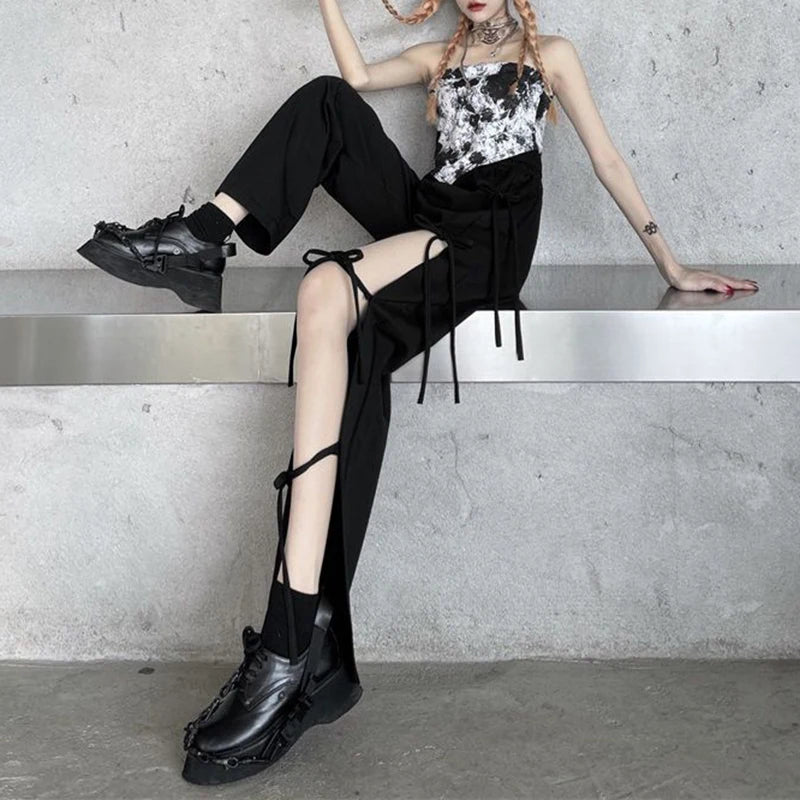 High Waist Wide Leg Pants Korean