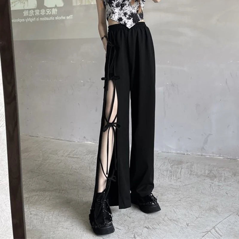 High Waist Wide Leg Pants Korean