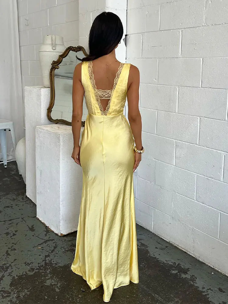 Fashion V-neck Sleeveless Maxi Dress