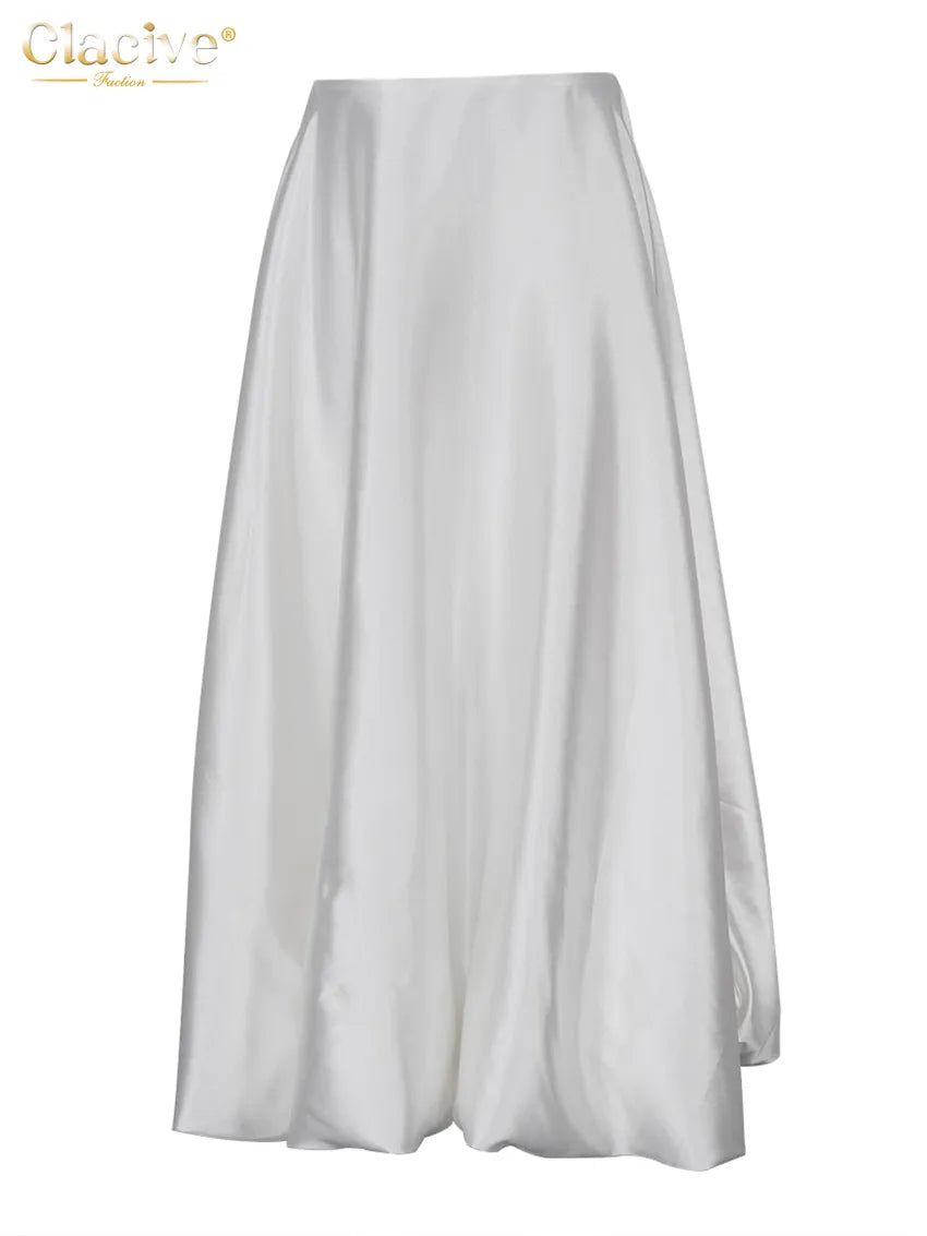 Satin Skirts Elegant High Waist