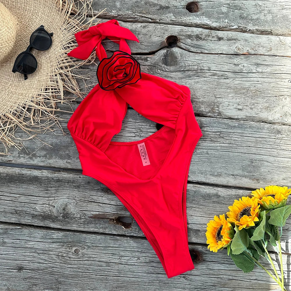 Floral One Piece Swimwear Push Up Monokini