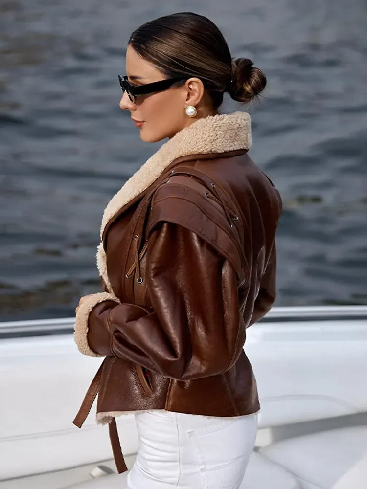 Retro Sleeve Leather Jacket