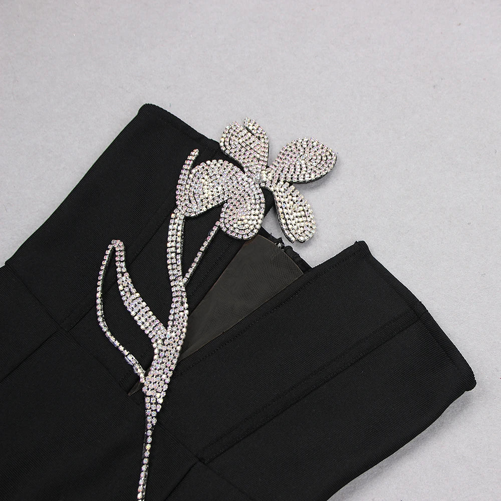 Beading Bandages Rose Flower Design Dress