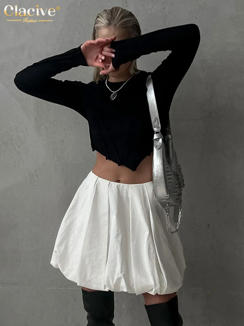 Elegant Mid Waist Office Lady Mini Skirts