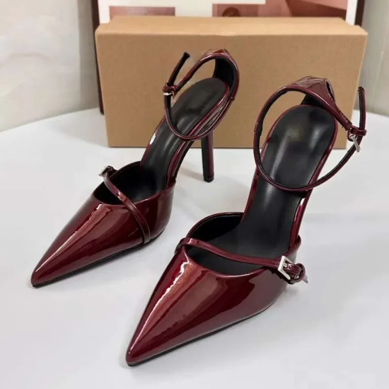 Elegant High Heeled Women's Shoes Patent Leather Pointed Toe Sexy Red Weddings Bridal Pumps Ladies Designer Luxury Stilettos