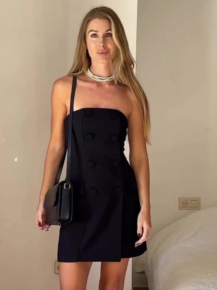 Chic Solid Strapless Bodycon Mini Dress