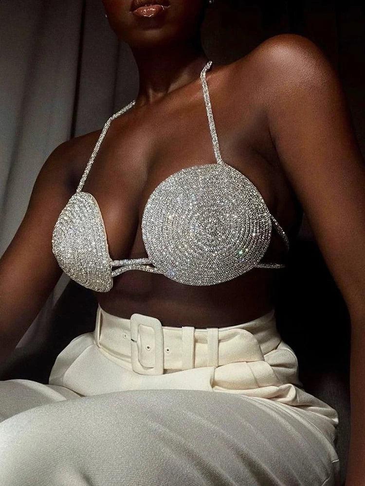 Summer Beach Bra Luxury Diamonds Embellished Lingeries Sleeveless Backless