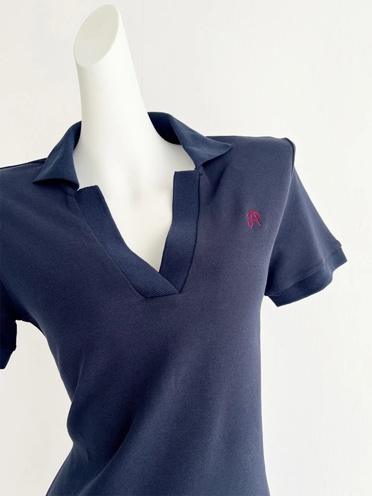 Turn-Down Collar Dress Midi Polo for Tennis Golf