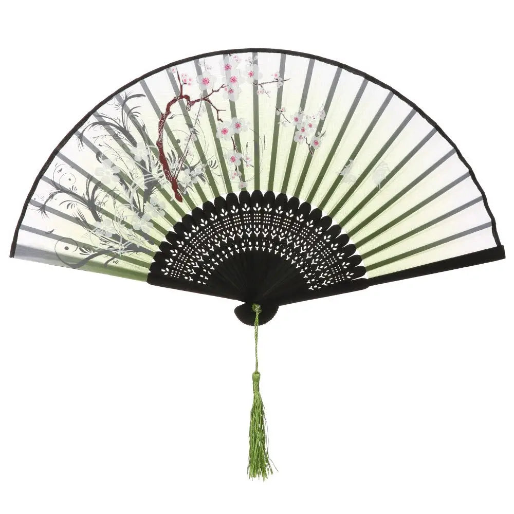 Bamboo Antique Folding Fan Chinese StyleFan Summer Female Dance Fan Portable Elegent Flower Hand Held Fan