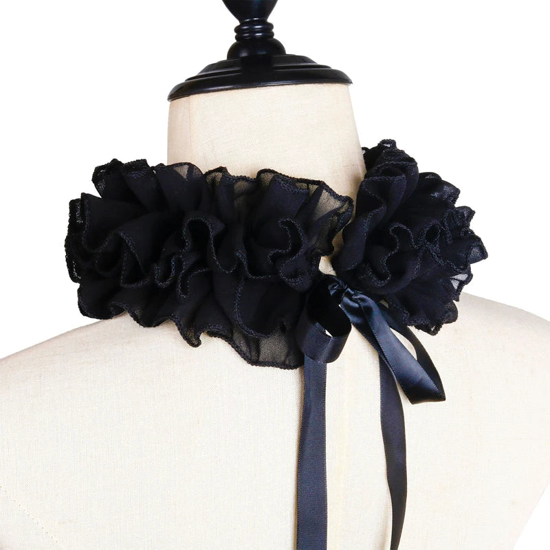 White Multi-layered Pleated Ruffle Fake Collar Sweater Decorative Fake Stand Collar Detachable High Collar Costume Neck Collar