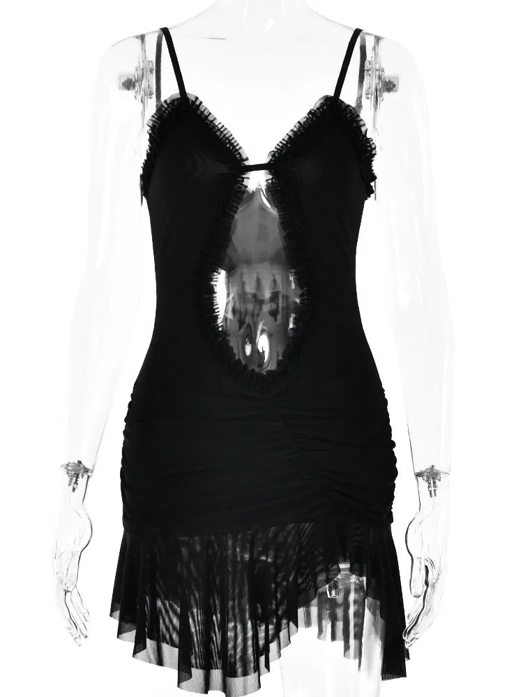Slip Backless Ruched Slim Mini Dress