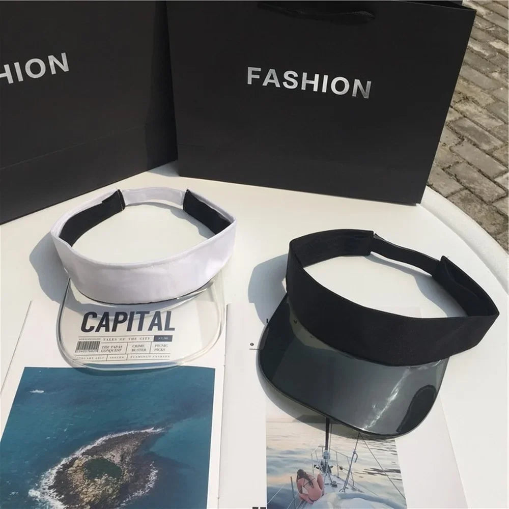 Summer Anti-UV Transparent Empty Top Sun Hat Plastic PVC Caps Outdoor Sport Bicycle Sunshade Hat