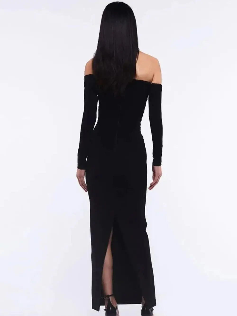 Winter New Women Luxury Off Shoulder Flower Cotton Black Long Gowns Celebrity Elegant Evening Party Club Dress