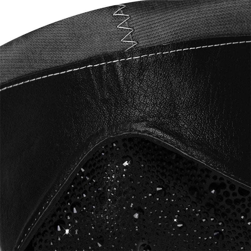 Pointed Toe  Black Rhinestone Boots Knee High Western Cowgirl Boots Glitter Shiny Block Heel Cowgirl Booties